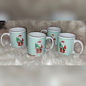 NWT-Vintage 4 Piece Santa Mugs with Decals (CHECK PICS)